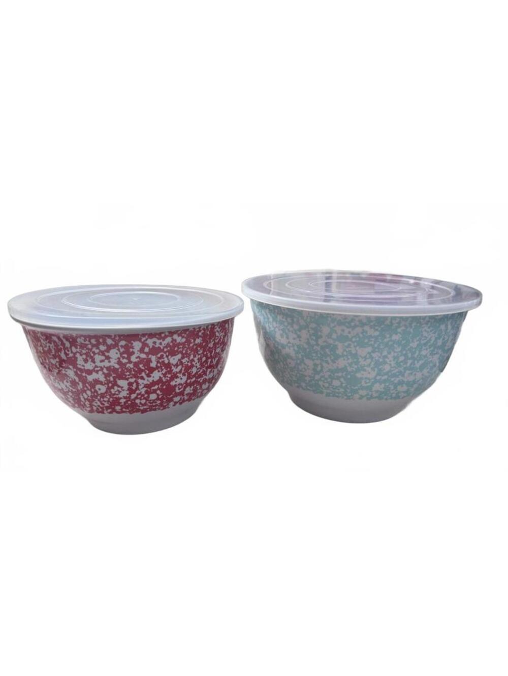 The Pioneer Women Embossed Splatterware Melamine Serving Bowl With Lid Set Of 2